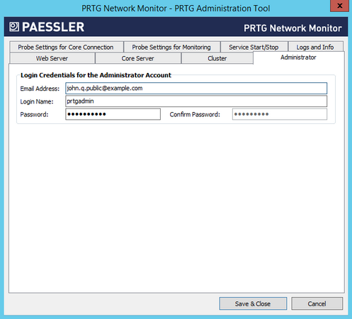 PRTG Administration Tool: Administrator