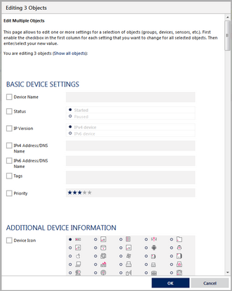 Example of Device Settings in Multi-Edit Mode