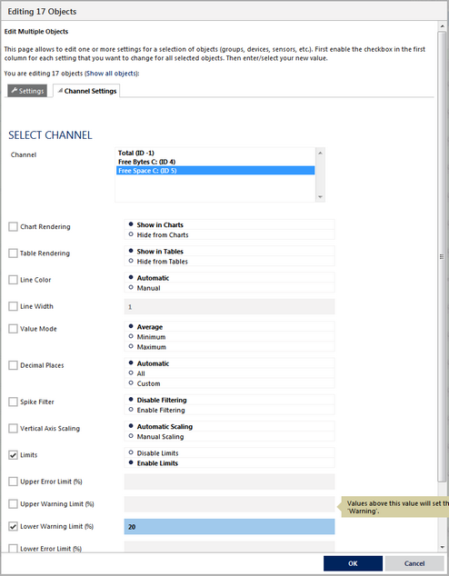 Setting Limits for Channels with Multi-Edit