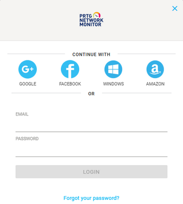 PRTG in the Cloud Login Screen