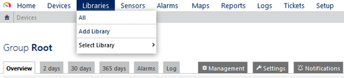 PRTG Main Menu: Libraries
